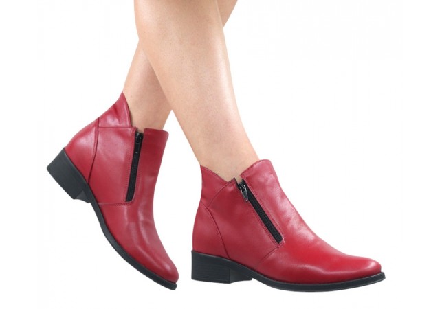 Ghete dama casual din piele naturala Nataly Rosu